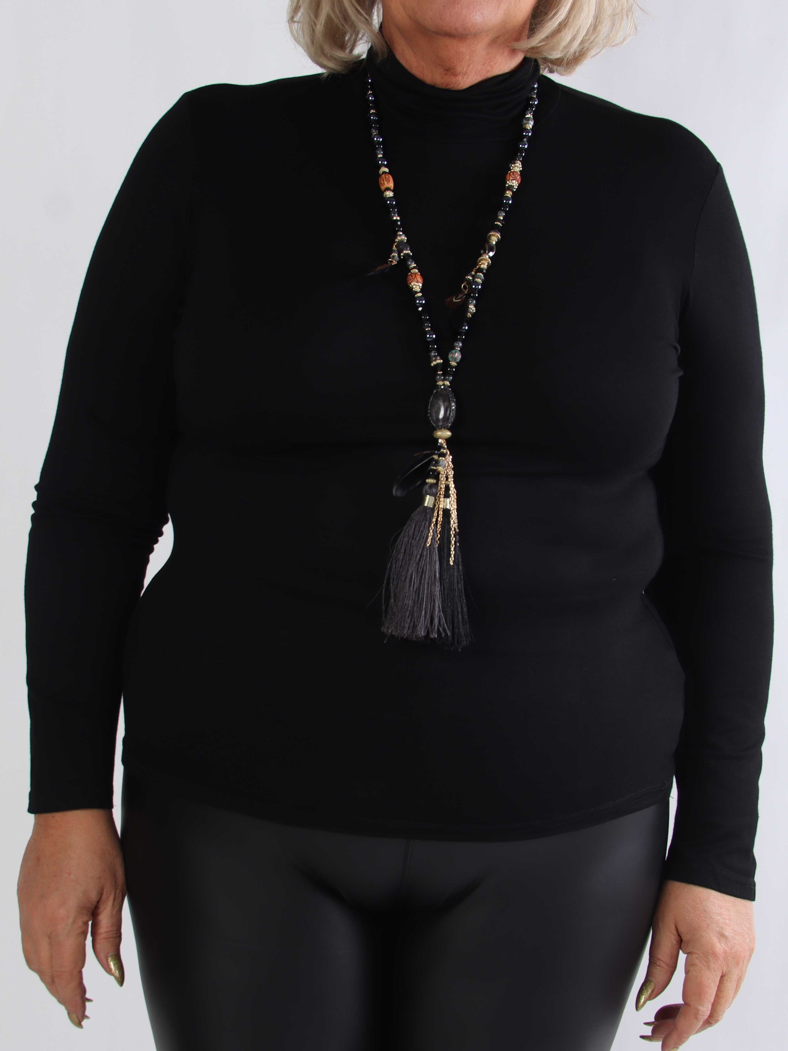 Noras - Langærmet basis bluse i viskose med turtleneck